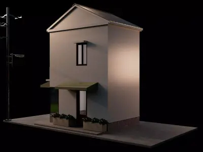 Japanese style shop front 3D model