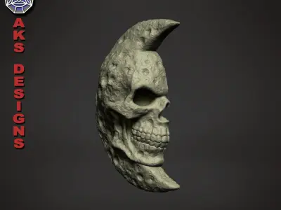 Moon skull v1 Bas relief for wall decoration 3D print model