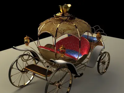 Chinese carriage   Low-poly 3D model