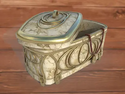 Vintage retro jewelry box PBR low-poly 3D model 3D Model Collection