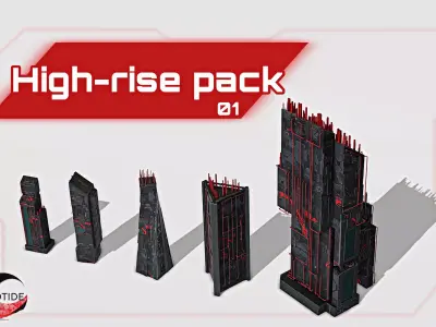 High-Rise pack 01 Low-poly 3D model