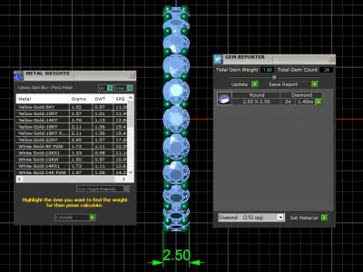 U Shaped Eternity Ring 2 point 5 mm stone size swiss 12 and EU52 3D print model