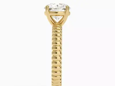Textured solitaire ring  01 3D print model