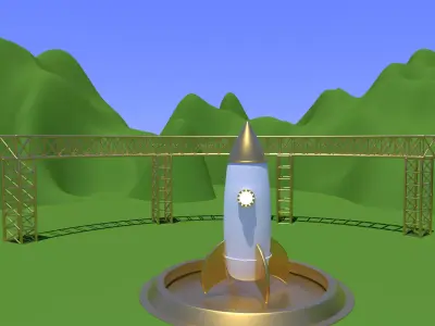 Rocket Ascension cartoon animation Free 3D model