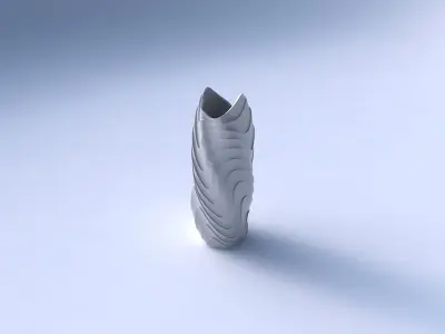 Vase twisted double arc hexagon with horizontal wavy layers 3D print model