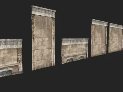 Museum Wall kit Low-poly 3D model