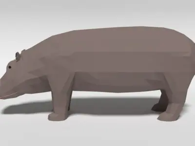 Low Poly Cartoon Hippopotamus Low-poly 3D model