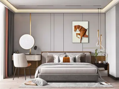 Contemporary Style Designer Bedroom 3D model