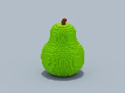 Voxel Pear Low-poly 3D model