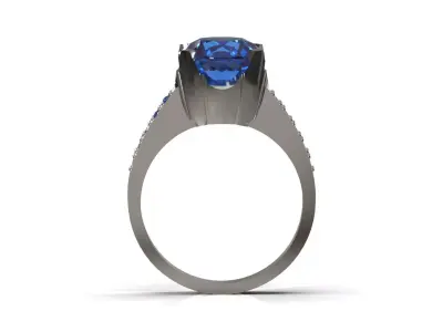 Ocean Blue cad Solitaire Ring model sr0127 3D print model