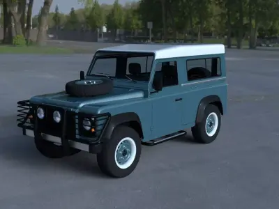 Land Rover Defender 90 Station Wagon w interior HDRI 3D model