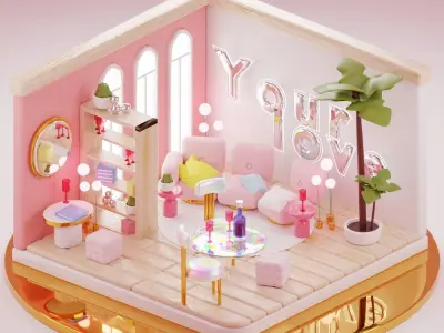 beauty studio Low-poly 3D model