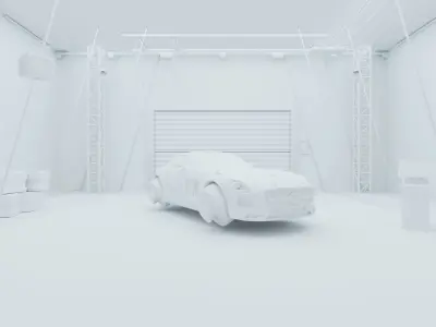 Futuristic Car Reveal Garage Scene Low-poly 3D model