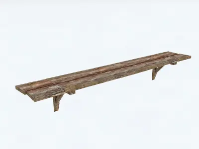 Old Wooden Shelf Low-poly 3D model