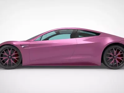 Tesla Roadster 2020 pink Low-poly 3D model