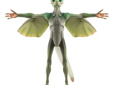 Flying Reptile Creature Model Pack with Dynamic Wings Low-poly 3D model
