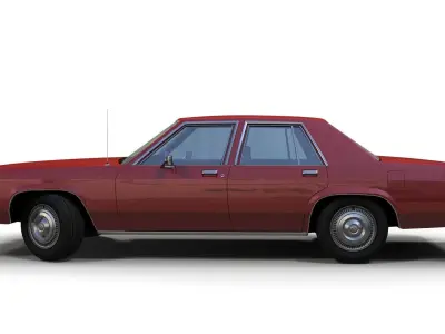 80s Sedan Low-poly 3D model