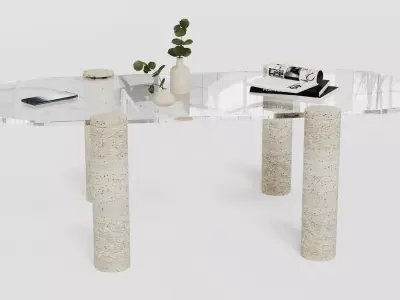 Stone and glass coffee table 3D model