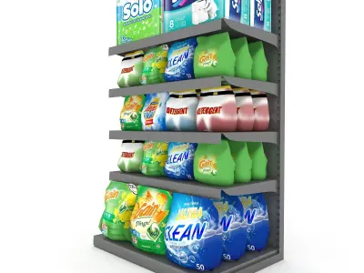 cleaning product market stand 08 Low-poly 3D model