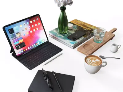 Decorative Set for a Cafe Table 3D model