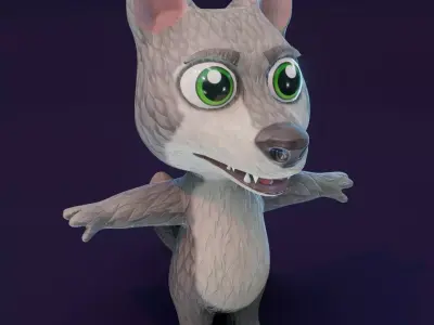 Cartoon Wolf 3D Model Low-poly 3D model