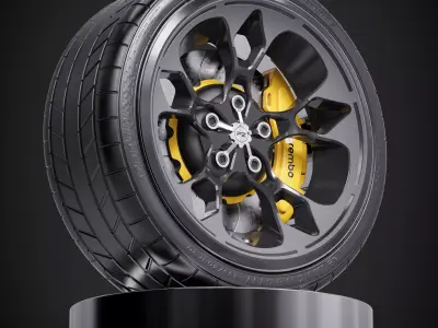 Hypersport car Wheel M1 Low-poly 3D model