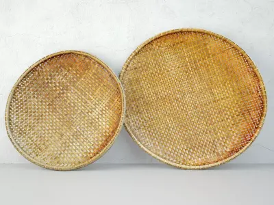 Bamboo Woven Round Trays 3D model