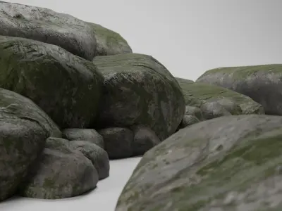 Mossy Stone Set Free low-poly 3D model