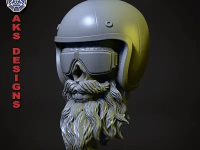 Biker skull version 6 Bas relief wall decor 3D print model