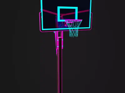 Basketball hoop neon 4K Low-poly 3D model