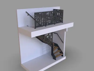 MODERN METAL STAIRS 3D model