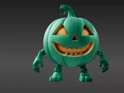 Articulated Jack o Lantern Toy 3D Print Model Pumpkin Character 3D model