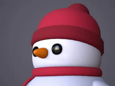 Snowman Cartoon Low-poly 3D model