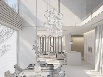 Living room Octane Render 3D model