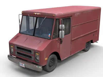 Vintage industrial boxvan Low-poly 3D model