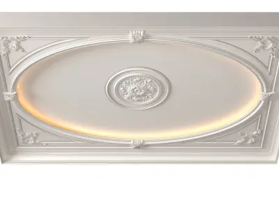 Coffered round ceiling with lighting in a classic style 3D model