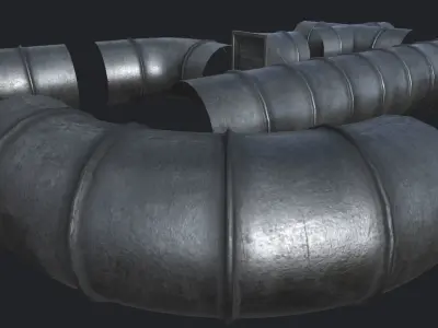 Ventilation Modular Kit PBR Low-poly 3D model