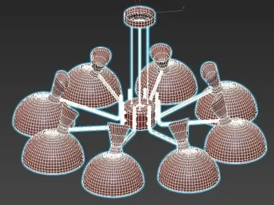 amanda modern chandelier with glass shades and metal 3D model