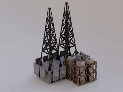 oil rig Low-poly 3D model