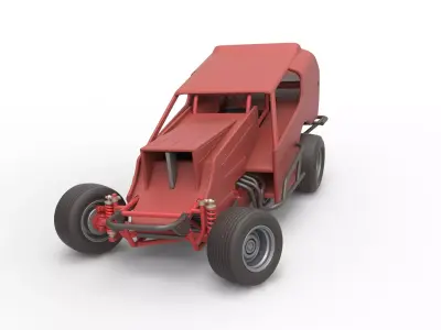 Vintage Dirt Modified stock car V4 while turning Scale 1 to 25 3D print model
