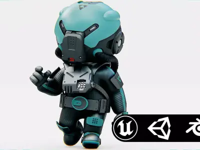 TOON ASTRONAUT ROBBY Rigged for Unreal Engine - Unity - MIXAMO 3D model