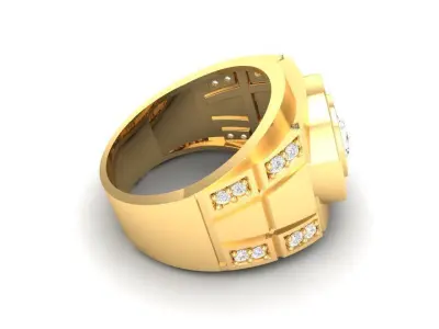 Luxury Geometric Diamond Men Ring  133 3D print model