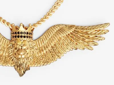 Lion wings pendant Silver Gold  Print 3D print model