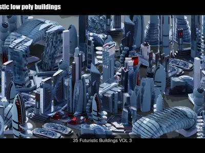 Futuristic City plus Cars nr 3 3D Model Pack
