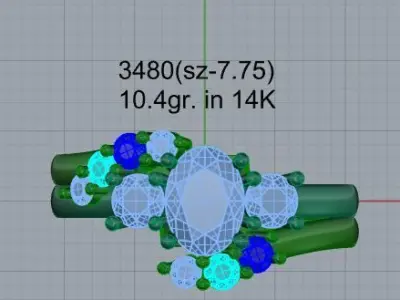 Oval Diamond Tension Ring 3480 3D print model