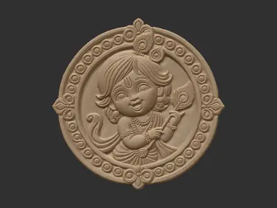 God  Krishna 3D Model for CNC Bas-Relief and 3D Printing 3D print model