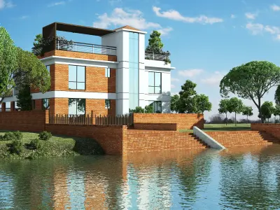 Modern Duplex Exterior Design 3D model