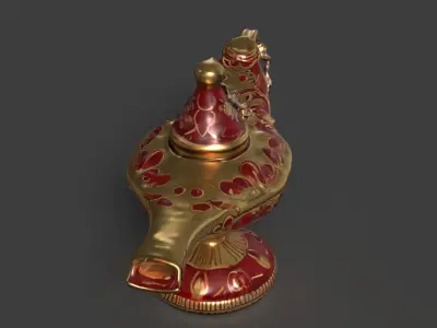 Chinese red magic lamp   Low-poly 3D model