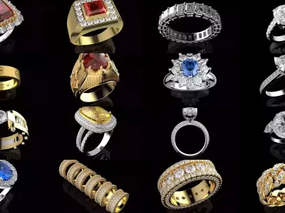 199 Luxury Mens and Womens Rings 3D Model Collection 3D Model Pack