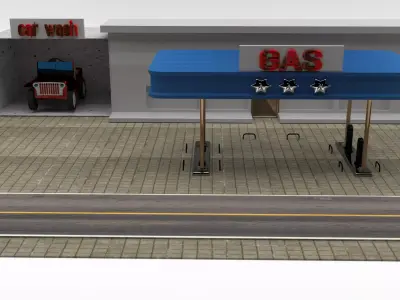 Gas station Free low-poly 3D model
